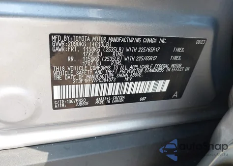 2023 Toyota Rav4 Le из США, поврежденный, VIN 2T3F1RFV7PC384073